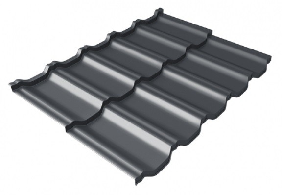 Металлочерепица модульная Квинта Uno Grand Line c 3D резом 0,5 Satin Мatt RAL 7024 мокрый асфальт купить в Высоковске