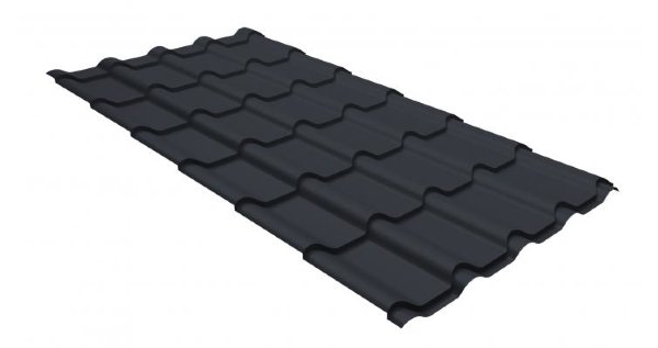 Металлочерепица камея GL 0,5 GreenCoat Pural RR 23 темно-серый (RAL 7024 мокрый асфальт) купить в Высоковске