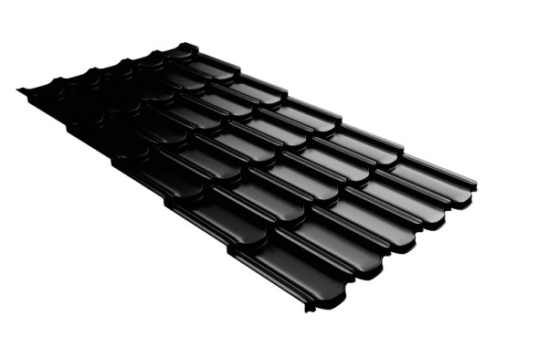 Металлочерепица квинта плюс с 3D резом 0,5 GreenСoat Pural Matt RR 33 черный (RAL 9005 черный) купить в Высоковске