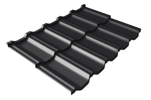 Металлочерепица модульная Квинта Uno Grand Line c 3D резом 0,5 Quarzit lite RAL 9005 черный купить в Высоковске