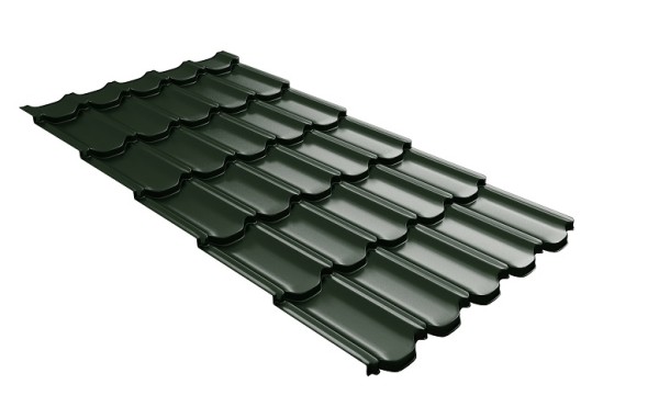 Металлочерепица квинта плюс с 3D резом 0,5 GreenСoat Pural RR 11 темно-зеленый (RAL 6020 хромовая зелень) купить в Высоковске