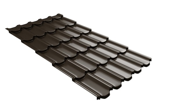 Металлочерепица квинта плюс с 3D резом 0,5 GreenСoat Pural RR 32 темно-коричневый (RAL 8019 серо-коричневый) купить в Высоковске