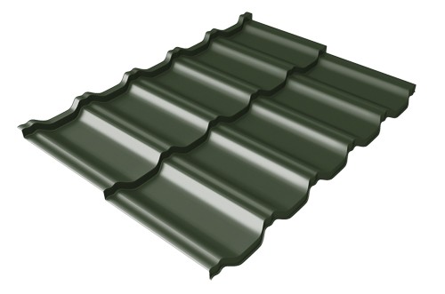 Металлочерепица модульная Квинта Uno Grand Line c 3D резом 0,5 Velur RAL 6020 хромовая зелень купить в Высоковске