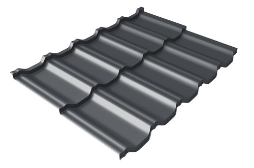 Металлочерепица модульная Квинта Uno Grand Line c 3D резом 0,45 PE RAL 7024 мокрый асфальт купить в Высоковске