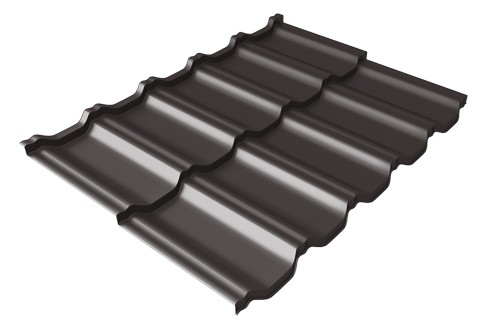 Металлочерепица модульная Квинта Uno Grand Line c 3D резом 0,5 Satin Мatt RR 32 темно-коричневый купить в Высоковске