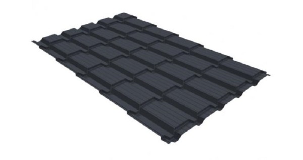 Металлочерепица GL квадро профи 0,5 GreenCoat Pural RR 23 темно-серый (RAL 7024) мокрый асфальт купить в Высоковске