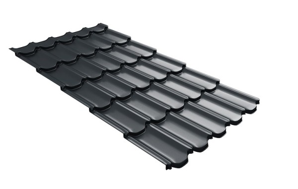 Металлочерепица квинта плюс с 3D резом 0,5 Satin RAL 7016 антрацитово-серый купить в Высоковске