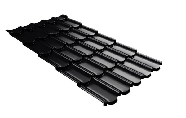 Металлочерепица квинта плюс с 3D резом 0,5 Satin RAL 9005 черный купить в Высоковске