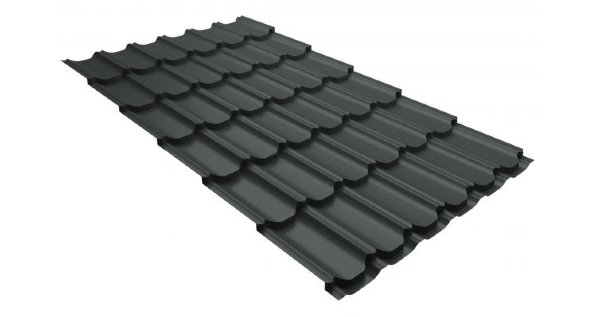 Металлочерепица квинта плюс 0,5 GreenCoat Pural RR 23 темно-серый (RAL 7024 мокрый асфальт) купить в Высоковске