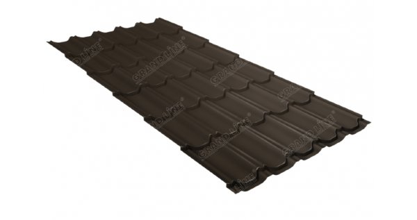 Металлочерепица квинта плюс 0,5 GreenCoat Pural Matt RR 32 темно-коричневый (RAL 8019 серо-коричневый) купить в Высоковске